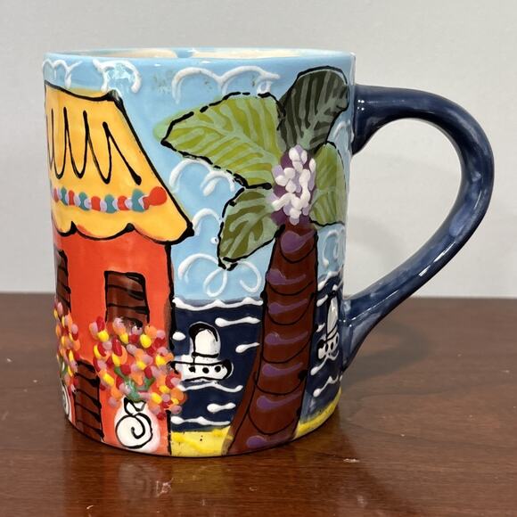 Michelle Elliot Hand Painted Art Wild Orchid Designs Saint Lucia Coffee mug Cup - Picture 5 of 12